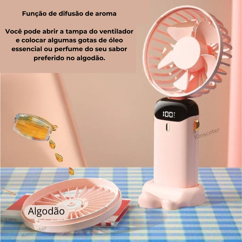 FoldBreeze Mini Fan – Ventilador Portátil Recarregável com 5 Velocidades e Suporte