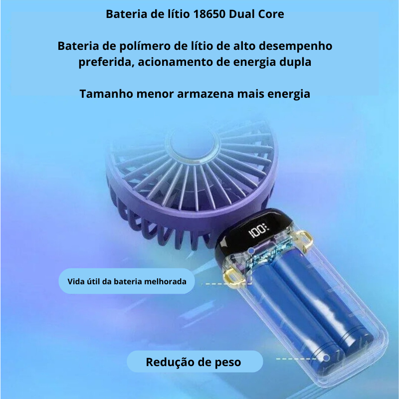 FoldBreeze Mini Fan – Ventilador Portátil Recarregável com 5 Velocidades e Suporte