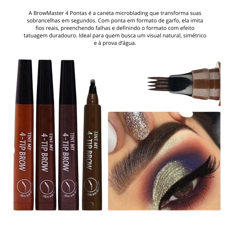 BrowMaster 4 Pontas – Caneta Microblading para Sobrancelhas [Efeito Tatuagem Natural e Duradouro]**