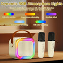 Mini Karaokê Portátil multicolor – Alto-Falante Sem Fio com Microfones