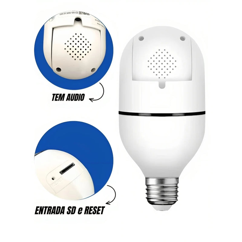 CamLuz 360º – Lâmpada com Câmera Wi-Fi Full HD [Segurança Invisível e Inteligente]