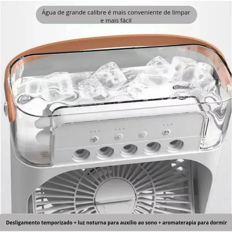 CoolBreeze Pro – Mini Ar-Condicionado 3 em 1 com Umidificador e Luz Noturna LED