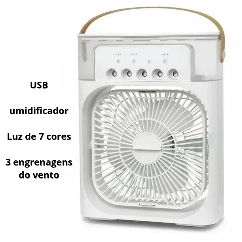 CoolBreeze Pro – Mini Ar-Condicionado 3 em 1 com Umidificador e Luz Noturna LED