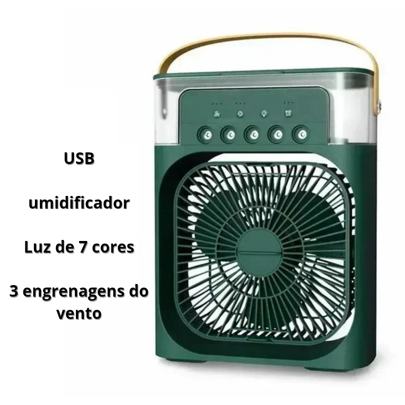 CoolBreeze Pro – Mini Ar-Condicionado 3 em 1 com Umidificador e Luz Noturna LED