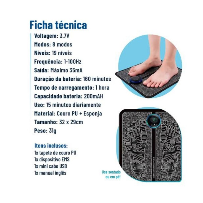 RelaxFlex EMS Foot Massager – Alívio Elétrico para Cãibras e Pés Inchados