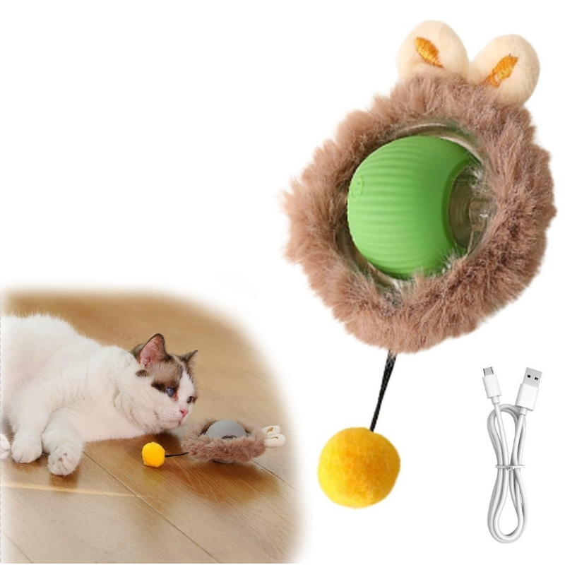 FelineFun – Bola Rolante Automática com Cauda Falsa para Gatos e Cães
