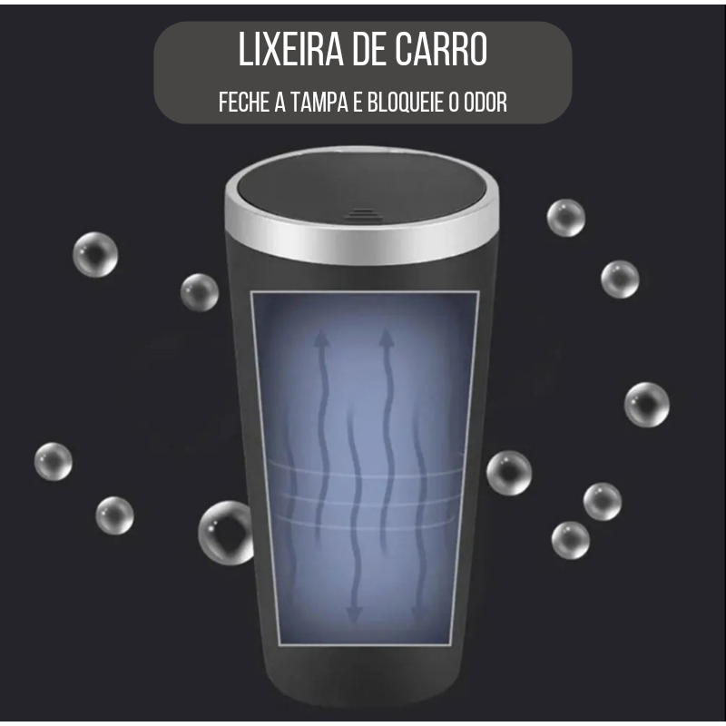 Lixeira de Carro Multifuncional com Porta-Copos – Compacta e Versátil