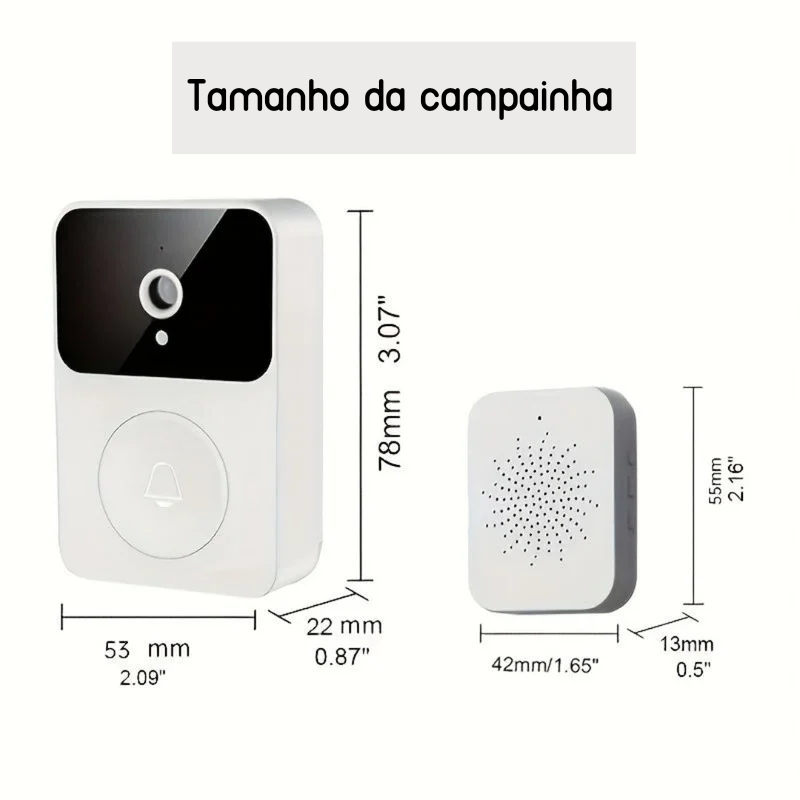 Campainha de Vídeo Wi-Fi – Câmera HD, Visão Noturna e Áudio de 2 Vias