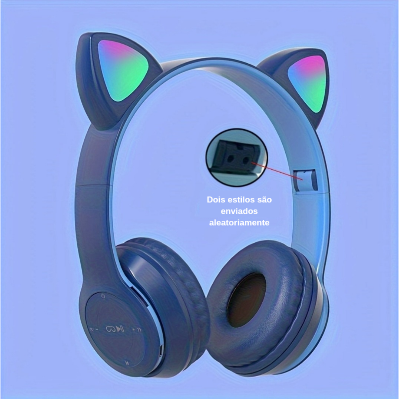 Fones de Ouvido Sem Fio LED Dobráveis – Conforto e Estilo para Jogos