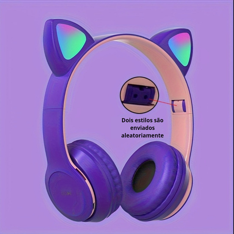 Fones de Ouvido Sem Fio LED Dobráveis – Conforto e Estilo para Jogos