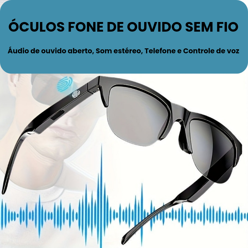 Óculos Inteligentes Bluetooth 5.3 – Áudio HIFI com Microfone e Controle Touch