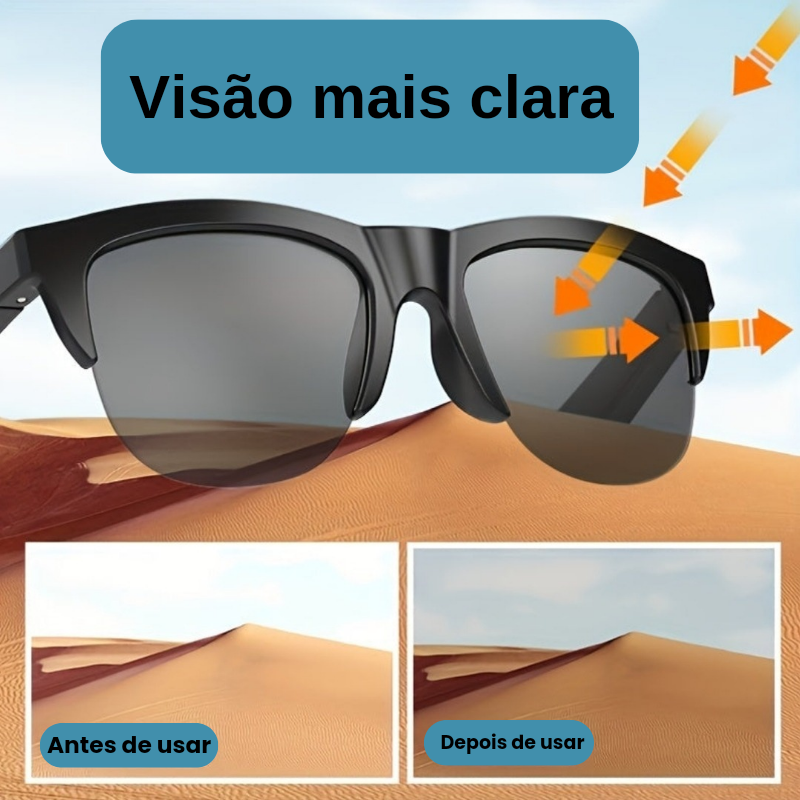 Óculos Inteligentes Bluetooth 5.3 – Áudio HIFI com Microfone e Controle Touch