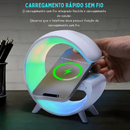 Carregador Sem Fio Multifuncional 5 em 1 – Base com Som, Luz RGB e Carregamento Rápido para Organizar e Turbinar Sua Rotina