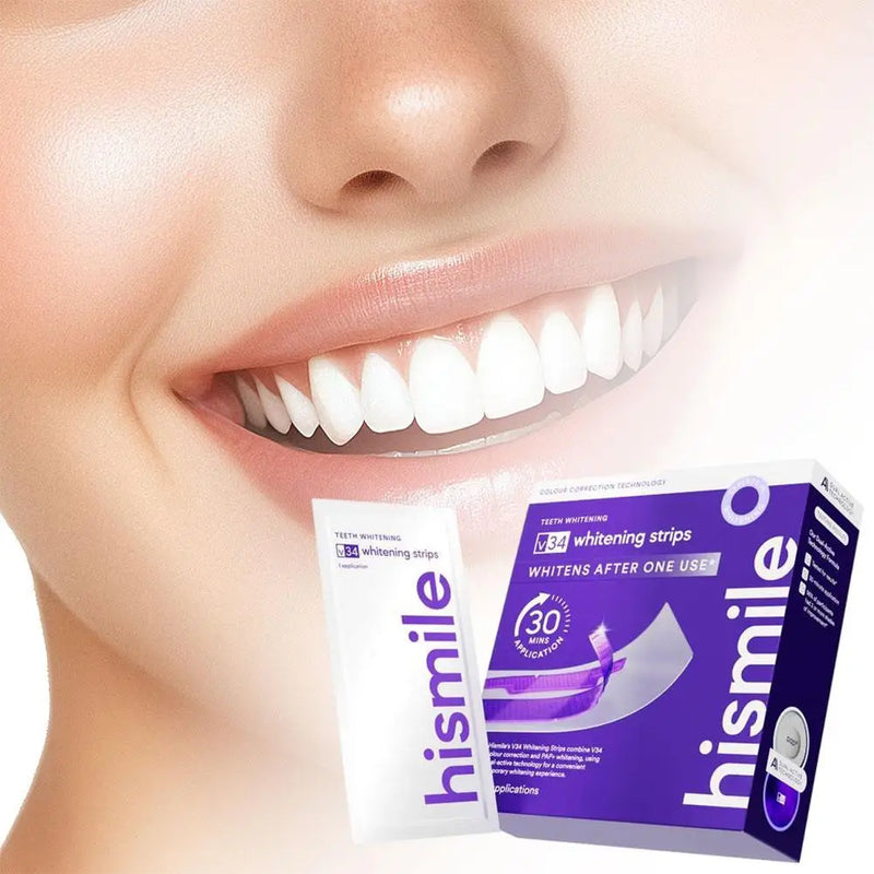 Hismile V34 – Tiras Clareadoras de Dentes [Branco Rápido e Seguro] | Clareamento, Remove Amarelado