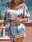 Kimono Tropical com Franjas – Elegância e Conforto para Todas as Ocasiões