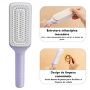 Escova de Cabelo Autolimpante Giratória - Massagem com Almofada de Ar, Pente Retrátil Telescópico e Autolimpante
