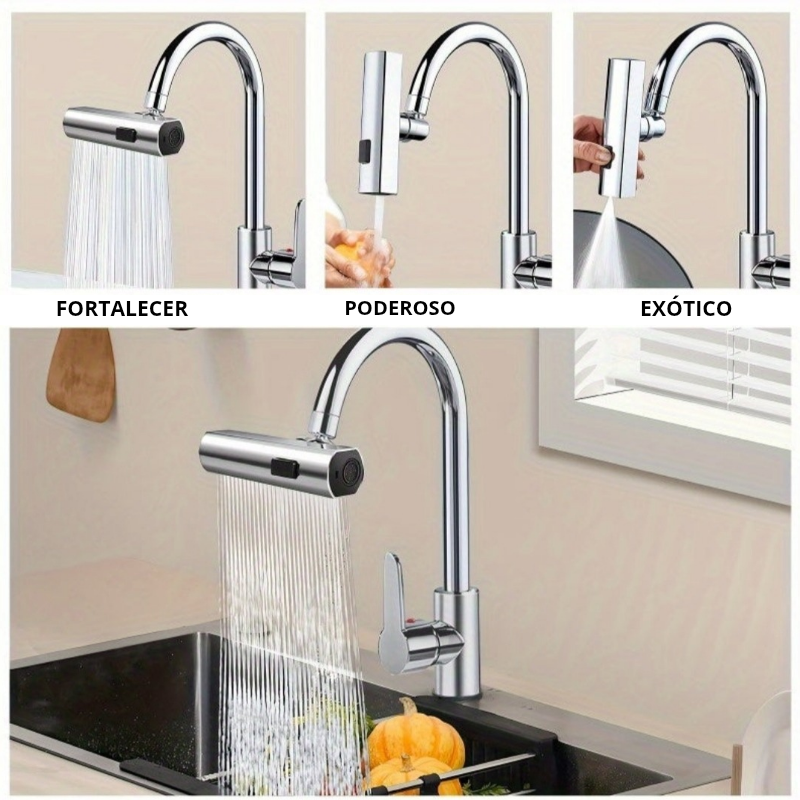 Torneira de Cozinha 3 em 1 Rotativa 360° - Design Moderno e Funcional!