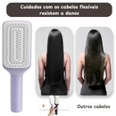 Escova de Cabelo Autolimpante Giratória - Massagem com Almofada de Ar, Pente Retrátil Telescópico e Autolimpante