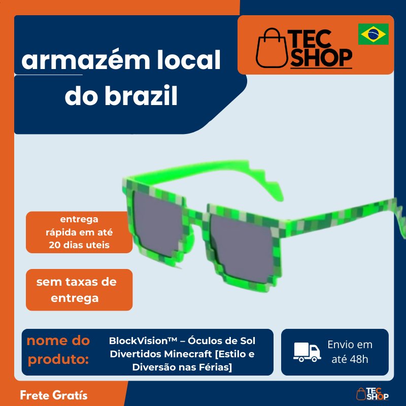 BlockVision™ – Óculos de Sol Divertidos Minecraft [Estilo e Diversão nas Férias]