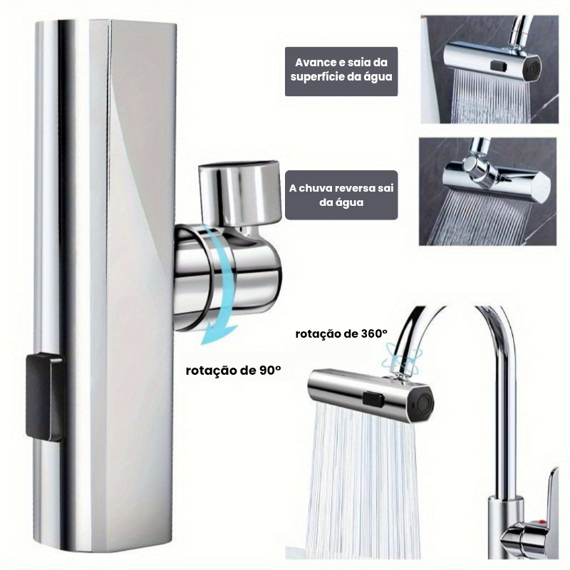 Torneira de Cozinha 3 em 1 Rotativa 360° - Design Moderno e Funcional!