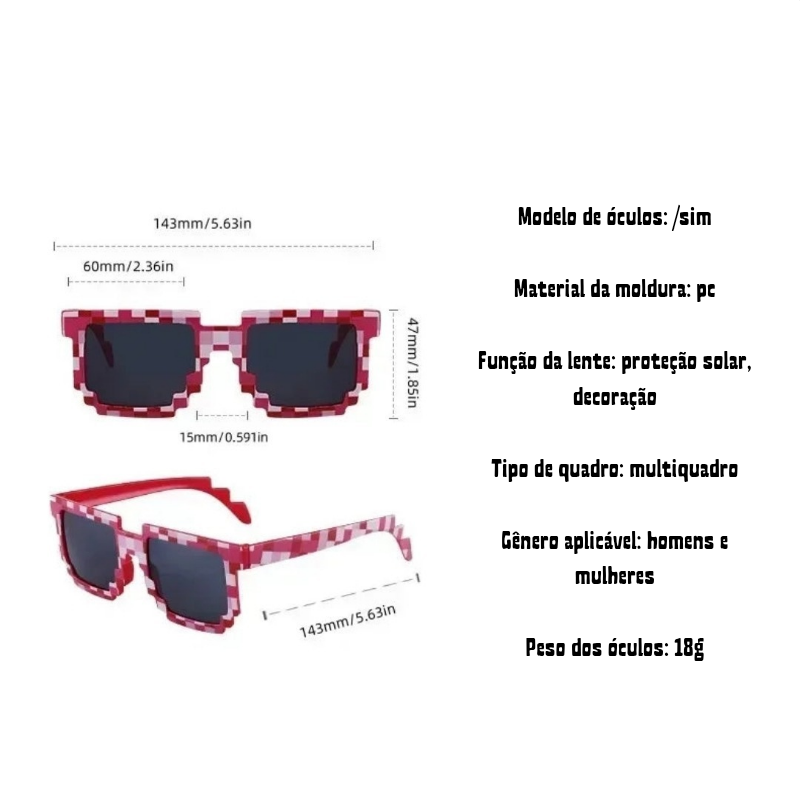 BlockVision™ – Óculos de Sol Divertidos Minecraft [Estilo e Diversão nas Férias]