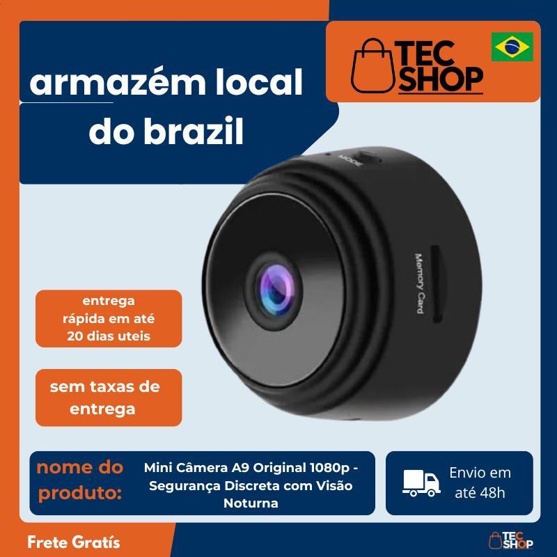 Mini Câmera A9 Original 1080p - Segurança Discreta com Visão Noturna